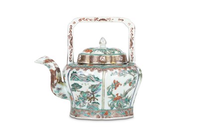 Lot 316 - A CHINESE FAMILLE ROSE WINE POT AND COVER. ...