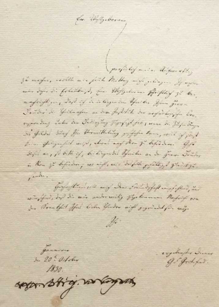 Lot 257 - Grotefend (Georg Friedrich) Letter signed (‘G...