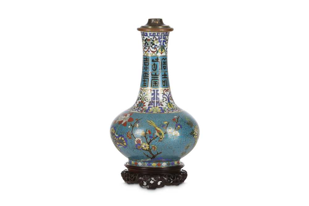 Lot 211 - A CHINESE CLOISONNE ENAMEL VASE.  Late Qing...