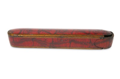 Lot 268 - A QAJAR LACQUERED PAPIER-MÂCHÉ PEN CASE...