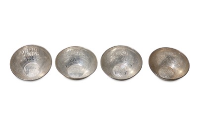 Lot 99 - FOUR SMALL MAMLUK-REVIVAL SILVER BOWLS Egypt,...