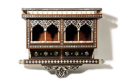 Lot 188 - AN ORIENTALIST MOTHER-OF-PEARL-INLAID WOODEN...