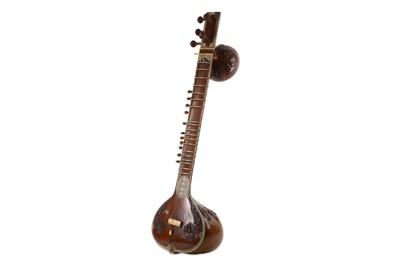 Lot 354 - AN INDIAN IVORY AND BONE-INLAID HARDWOOD SITAR...