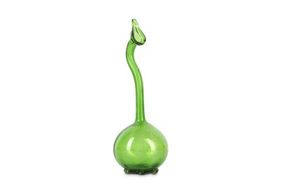 Lot 247 - A QAJAR FREE-BLOWN GREEN GLASS SPRINKLER...