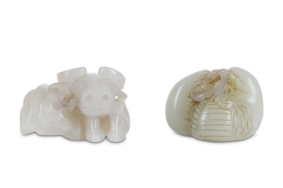 Lot 247 - TWO CHINESE PALE CELADON JADE CARVINGS....