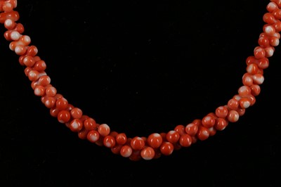 Lot 481 - A graduated branch coral helix strand necklace,...