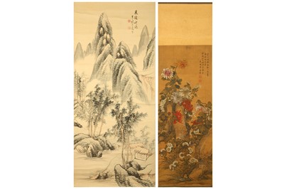 Lot 483 - TWO CHINESE HANGING SCROLLS. Qing Dynasty. One...