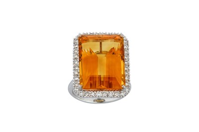 Lot 176 - A citrine and diamond ring The step-cut...