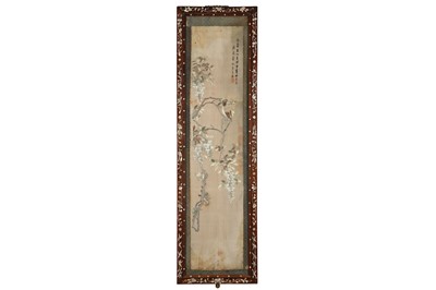 Lot 114 - A CHINESE EMBROIDERED SILK PANEL. Late Qing...