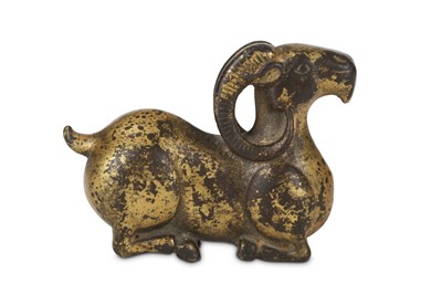 Lot 357 - A CHINESE GILT-BRONZE 'RAM' PAPERWEIGHT....