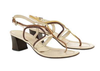 Lot 487 - Prada Cream Heeled Sandals, 2000s, leather...