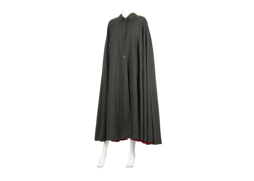 Lot 294 - Valentino Moss Green and Red Wool Cape, 1980s,...