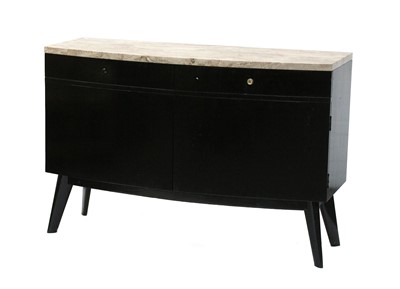 Lot 649 - A contemporary bow fronted ebonised sideboard,...