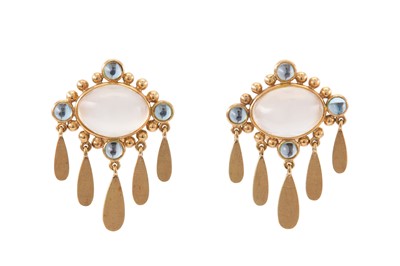 Lot 137 - A pair of gem-set earrings, by Kim Poor Each...