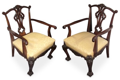 Lot 727 - A pair of Chippendale style mahogany open...