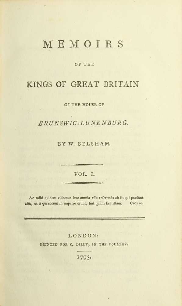 Lot 72 - Belsham (William) Memoirs of the Kings of...