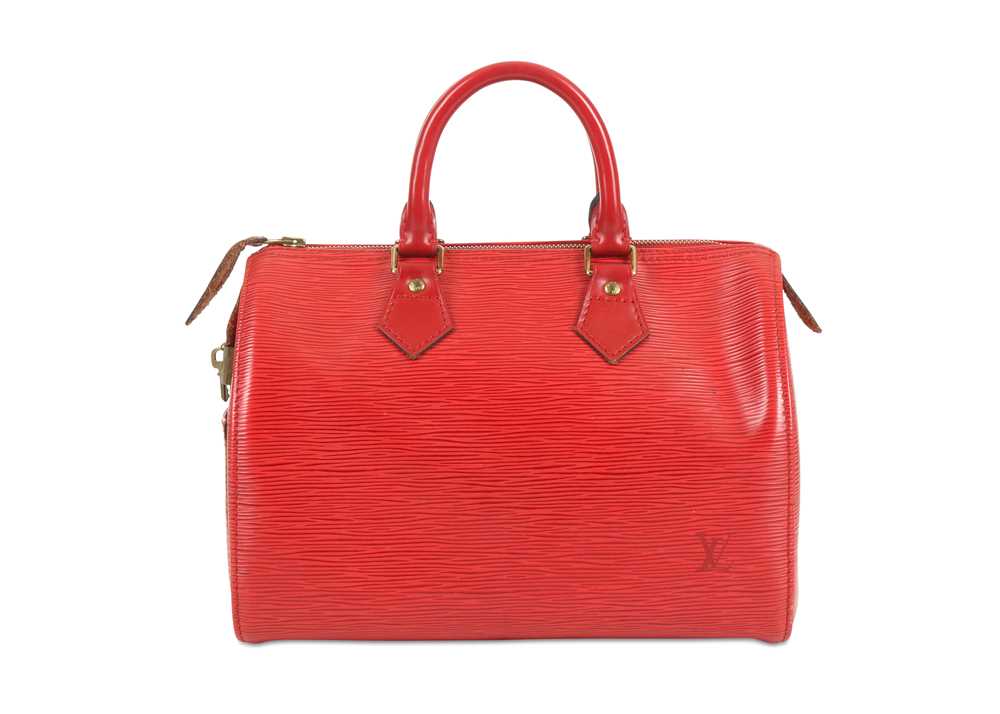 Lot 88 - Louis Vuitton Red Epi Speedy 28, c. 1995, Epi...