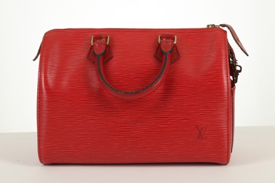 Lot 88 - Louis Vuitton Red Epi Speedy 28, c. 1995, Epi...