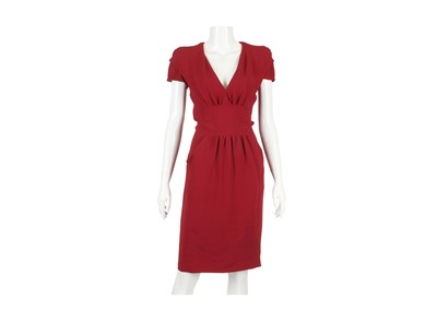 Lot 460 - Prada Raspberry Capped Sleeve Dress, V...