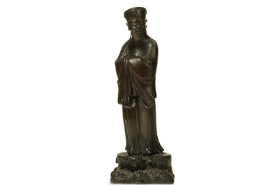 Lot 206 - A CHINESE BRONZE FIGURE OF A SCHOLAR. 17th...