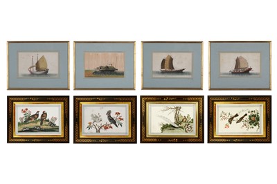 Lot 63 - EIGHT CHINESE EXPORT PAINTINGS. Qing Dynasty,...