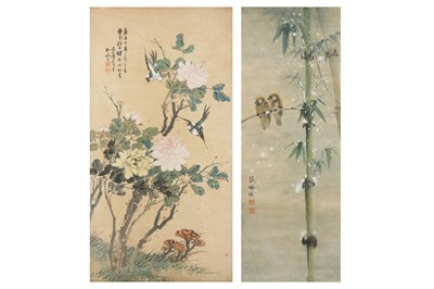 Lot 484 - CHEN RUSONG. Dated 1840. Peony and bird, ink...
