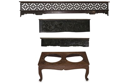 Lot 436 - A CHINESE WOOD LOW TABLE. Late Qing Dynasty....