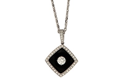 Lot 6 - An enamel and diamond 'Nuit Noire' pendant...