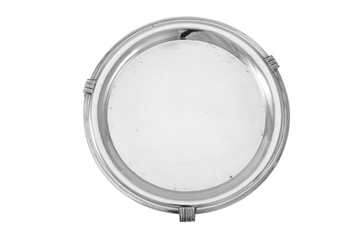 Lot 219 - A George VI Art Deco sterling silver salver,...