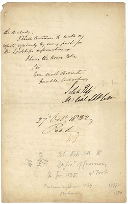 Lot 190 - Cholera.- Autograph letter, from General John...