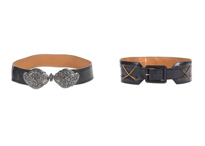 Lot 470 - Two Vintage Hermes Belts, to include a black...