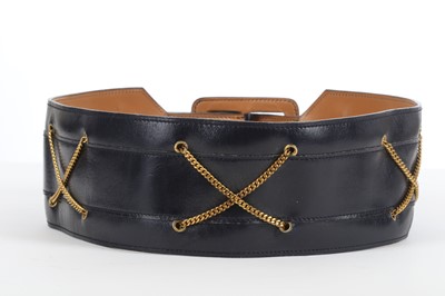 Lot 470 - Two Vintage Hermes Belts, to include a black...
