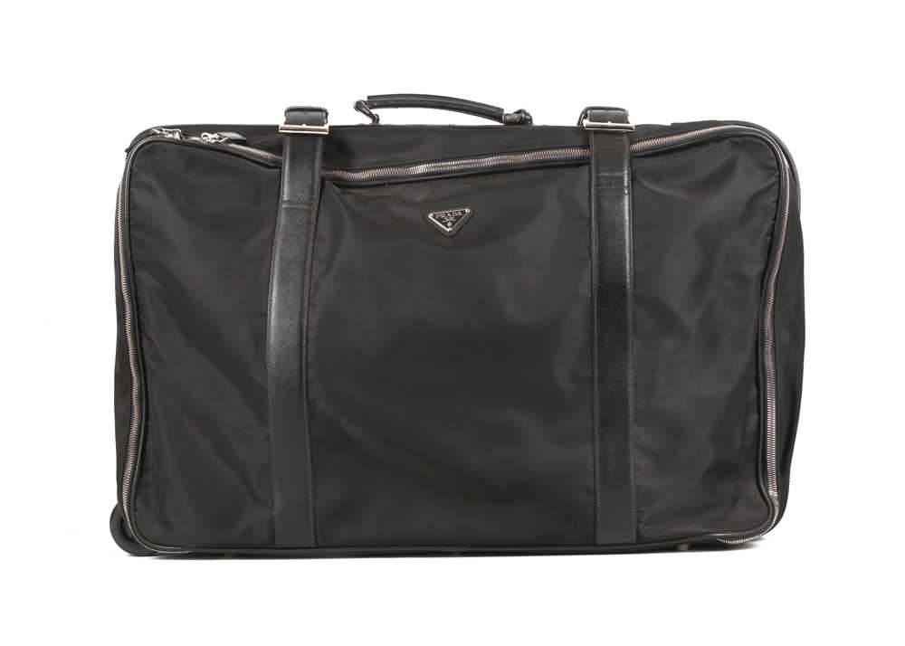 Lot 122 - Prada Black Nylon and Leather Wheeled Suitcase,...