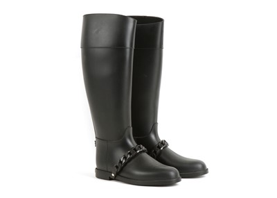 Lot 498 - Givenchy Black Eva Chain Rubber Rain Boots, c....