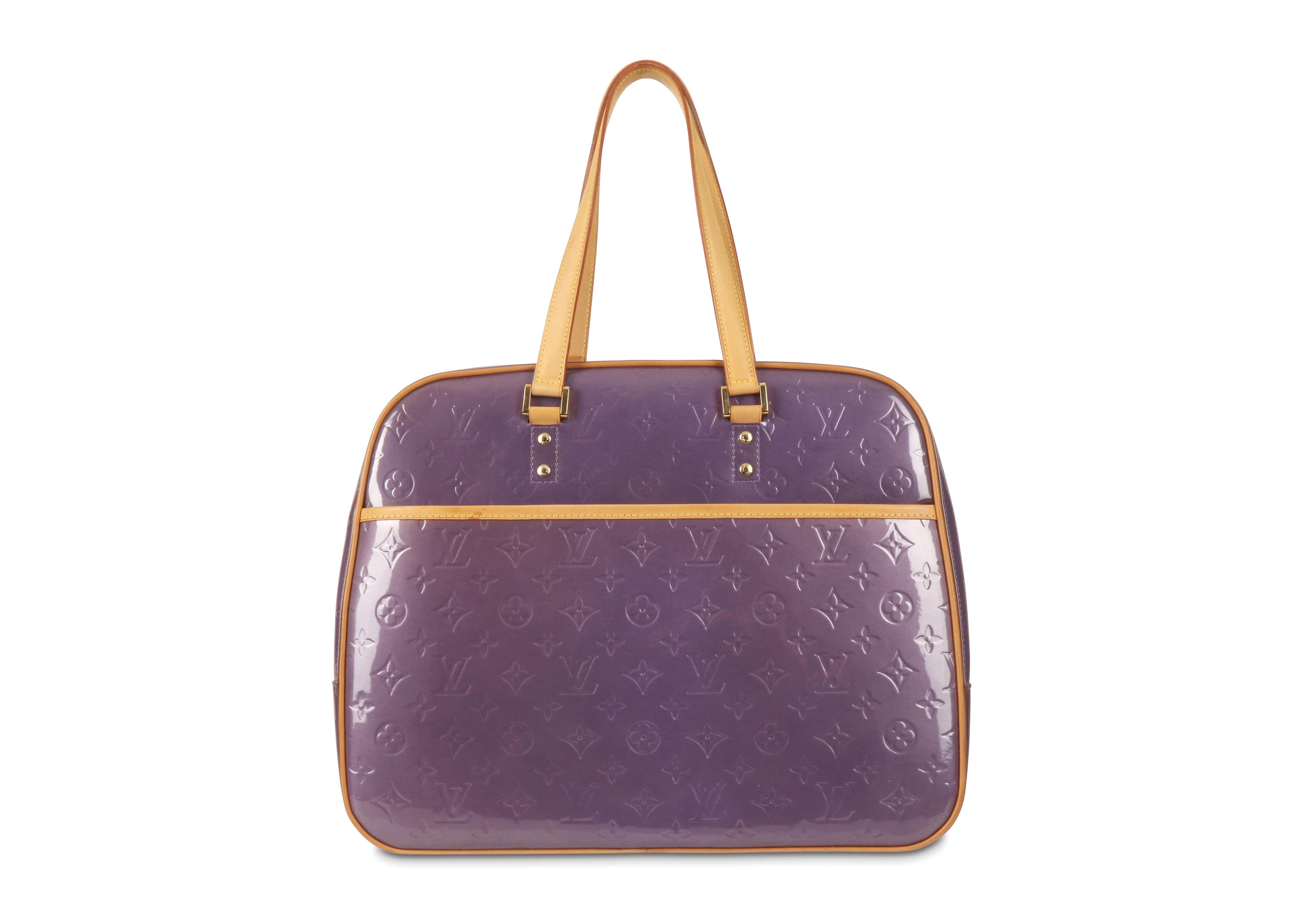 LOUIS VUITTON Purple Monogram Vernis Sutton Double Handle Shoulder