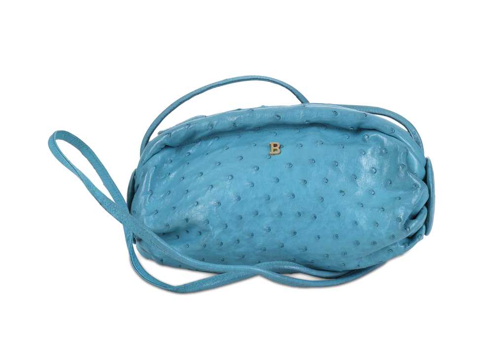 Lot 30 - Bally Sky Blue Ostrich Crossbody Bag, 1980s,...