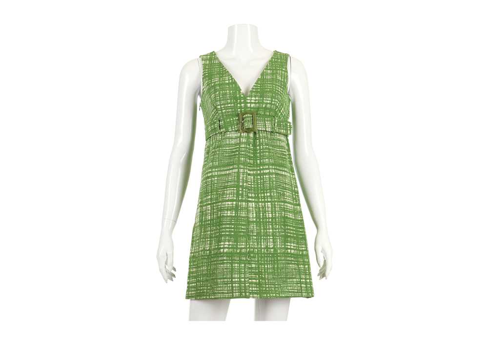 Lot 398 Prada Green Belted Dress abstract check