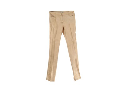 Lot 492 - Chanel Gold Linen and Silk Mix Trousers, c....