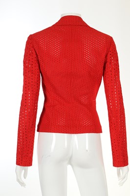 Lot 95 - Gianni Versace Red Broderie Anglaise Jacket,...