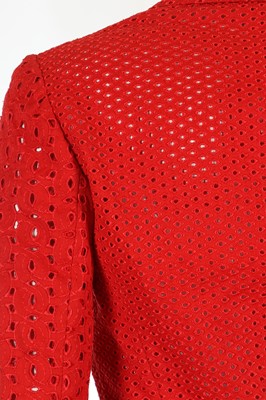 Lot 95 - Gianni Versace Red Broderie Anglaise Jacket,...