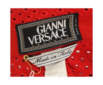 Lot 95 - Gianni Versace Red Broderie Anglaise Jacket,...