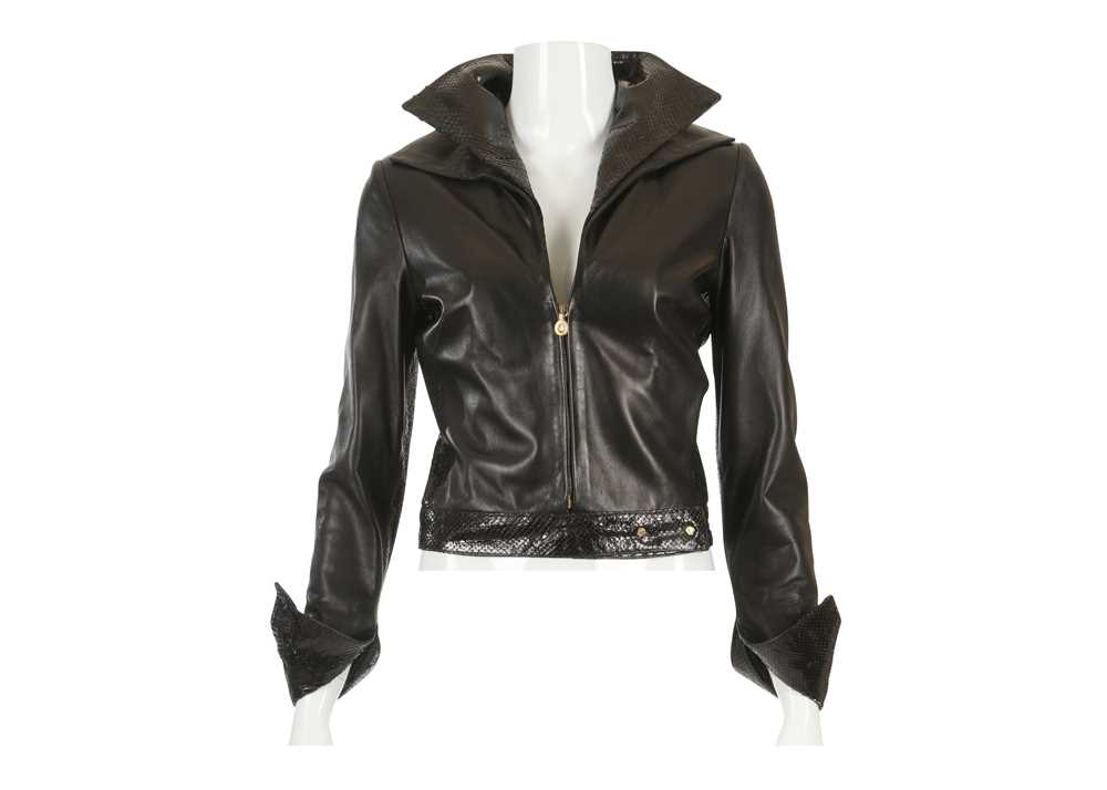 Lot 100 - Gianni Versace Black Leather and Python Skin...