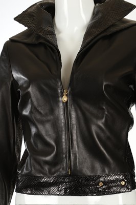 Lot 100 - Gianni Versace Black Leather and Python Skin...