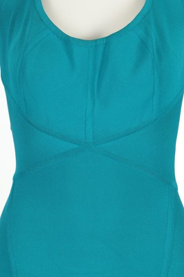 Lot 45 - Herve Leger Turquoise Halterneck Bandage Dress,...