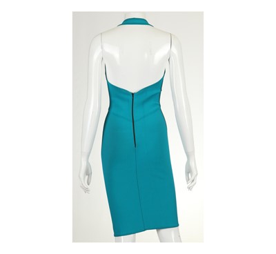 Lot 45 - Herve Leger Turquoise Halterneck Bandage Dress,...