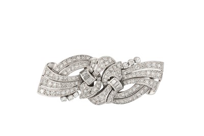 Lot 184 - A diamond double-clip brooch, circa 1955...