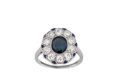 Lot 185 - A sapphire and diamond ring, circa 1930 The...