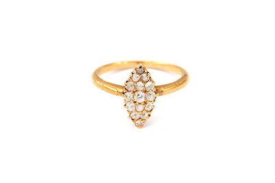 Lot 401 - A diamond ring, of navette-shape, set with old...