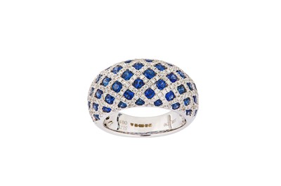 Lot 157 - A sapphire and diamond ring Of 18 carat white...