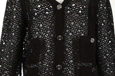 Lot 297 - Chanel Black Crochet Cardigan, gunmetal CC...